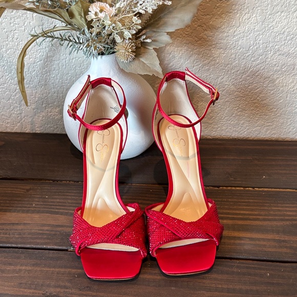 Jessica Simpson Red Strappy Heels - Picture 1 of 4